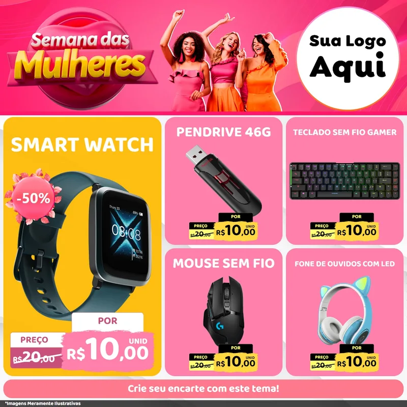 Modelo de Rede Social para Feed Facebook com o tema Semana das Mulheres para Informática