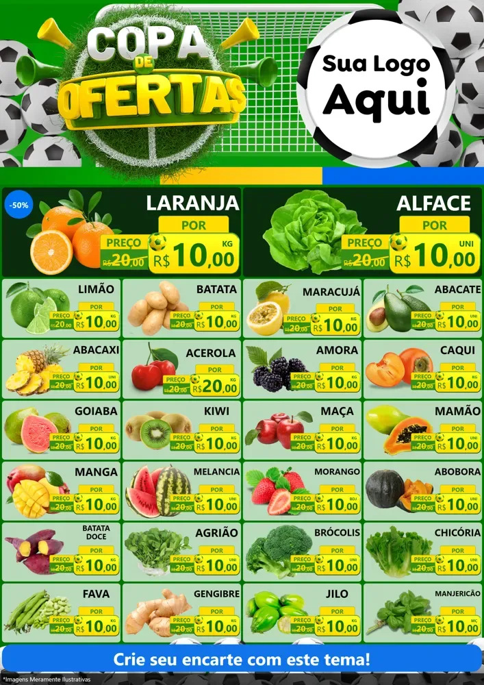 Modelo de Encarte para Encarte A4 Vertical com o tema Copa De Ofertas para Hortifrúti
