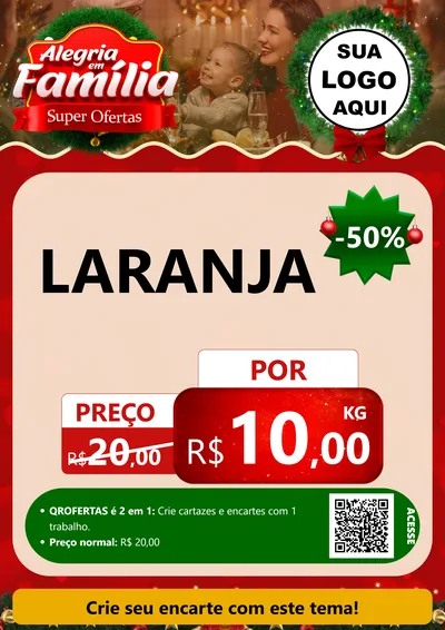 Modelo de Cartaz para Cartaz A4 Vertical com o tema Alegria Em Família - Super Ofertas para Hortifrúti