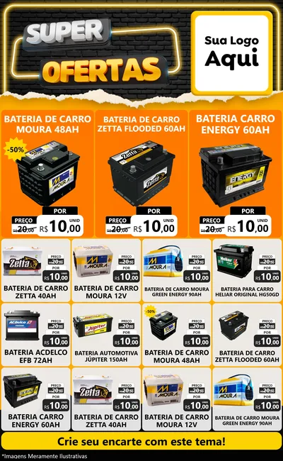 Modelo de Encarte para Encarte Grande com o tema Super Ofertas para Baterias Elétricas
