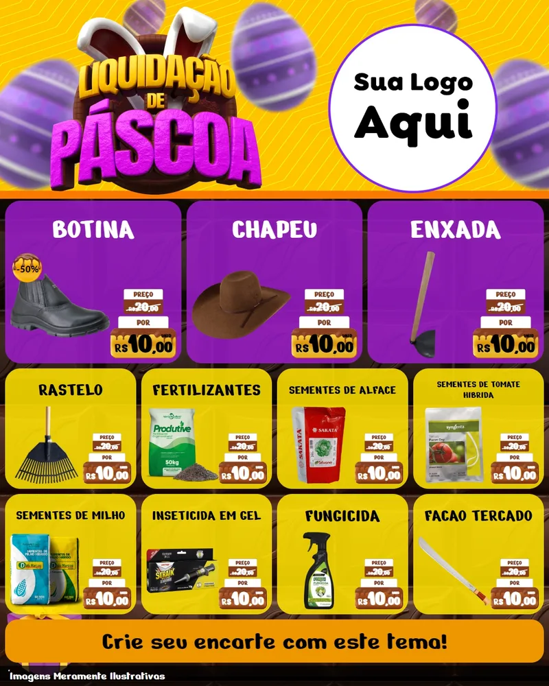 Modelo de Rede Social para Feed Instagram com o tema Liquidação de Páscoa para Agropecuária