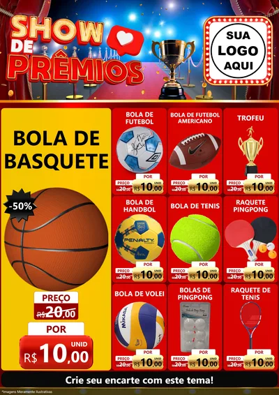 Modelo de Encarte para Encarte A4 Vertical com o tema Show de Prêmios para Artigos Esportivos
