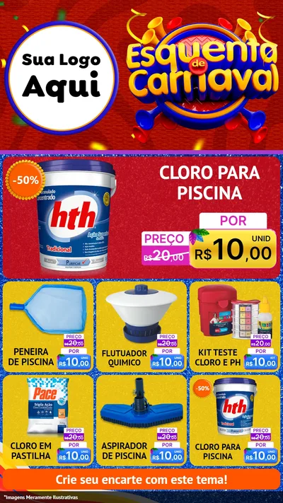 Modelo de Rede Social para Stories com o tema Esquenta de Carnaval para Produtos para Piscina