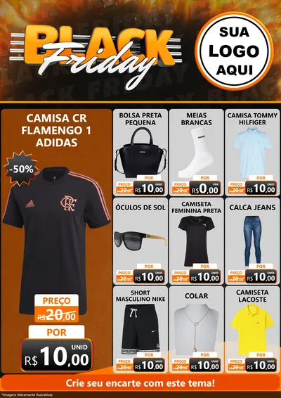Modelo de Encarte para Encarte A4 Vertical com o tema Black Friday para Roupas e acessórios