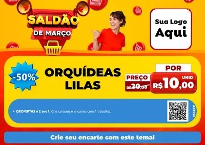 Modelo de Cartaz para Cartaz A4 Horizontal com o tema Saldão de Março para Floricultura e jardim