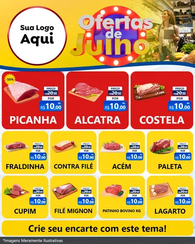 Modelo de Rede Social para Feed Instagram com o tema Ofertas de Julho para Açougue