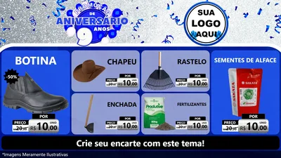Modelo de TV para TV Horizontal com o tema Promoção de Aniversário - 9 Anos para Agropecuária