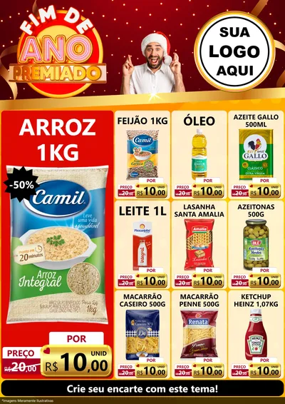 Modelo de Encarte para Encarte A4 Vertical com o tema Fim de Ano Premiado para Supermercado