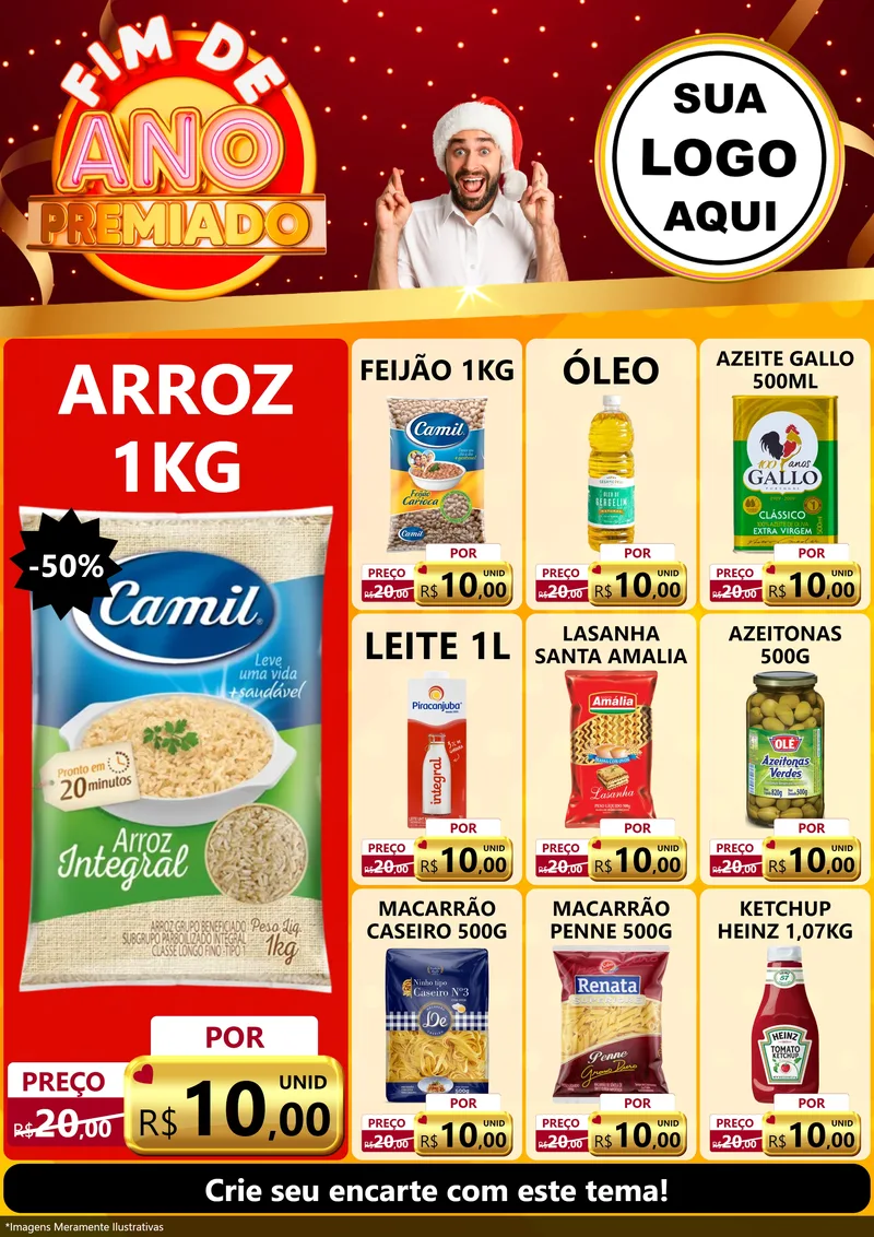 Modelo de Encarte para Encarte A4 Vertical com o tema Fim de Ano Premiado para Supermercado