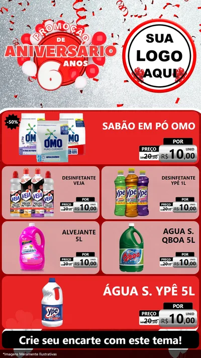 Modelo de TV para TV Vertical com o tema Promoção de Aniversário - 6 Anos para Produtos de Limpeza