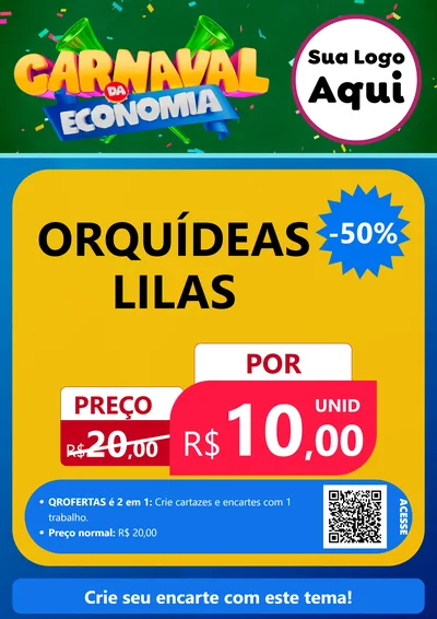 Modelo de Cartaz para Cartaz A4 Vertical com o tema Carnaval da Economia para Floricultura e jardim
