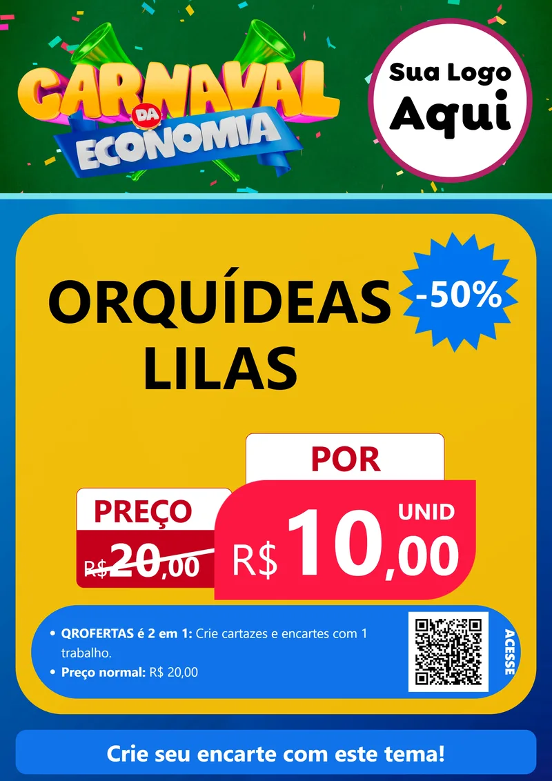 Modelo de Cartaz para Cartaz A4 Vertical com o tema Carnaval da Economia para Floricultura e jardim