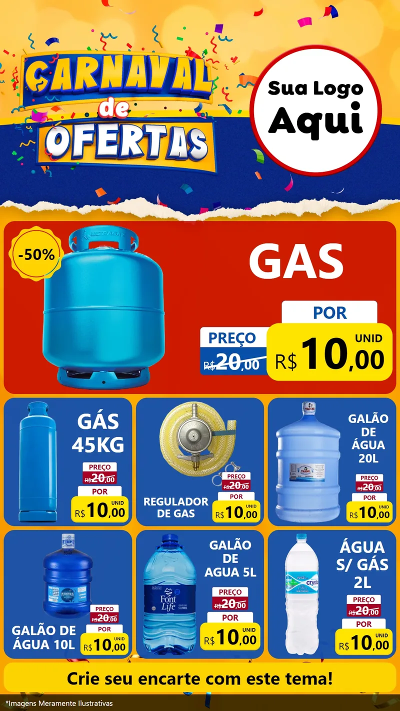 Modelo de Rede Social para Stories com o tema Carnaval de Ofertas para Água e gás