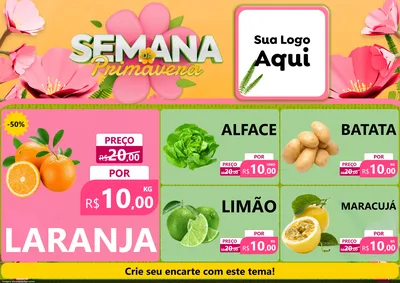 Modelo de Encarte para Encarte A4 Horizontal com o tema Semana da Primavera para Hortifrúti