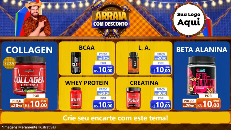 Modelo de TV para TV Horizontal com o tema Arraiá Com Desconto para Suplementos alimentares