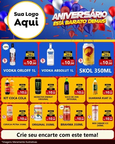 Modelo de Rede Social para Feed Instagram com o tema Aniversário para Distribuidora de bebidas