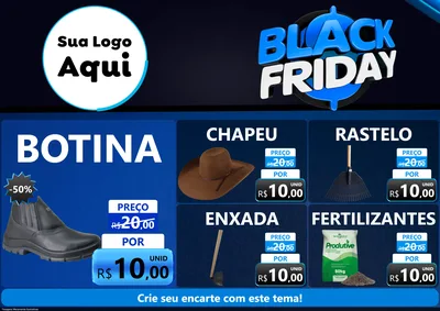 Modelo de Encarte para Encarte A4 Horizontal com o tema Black Friday para Agropecuária
