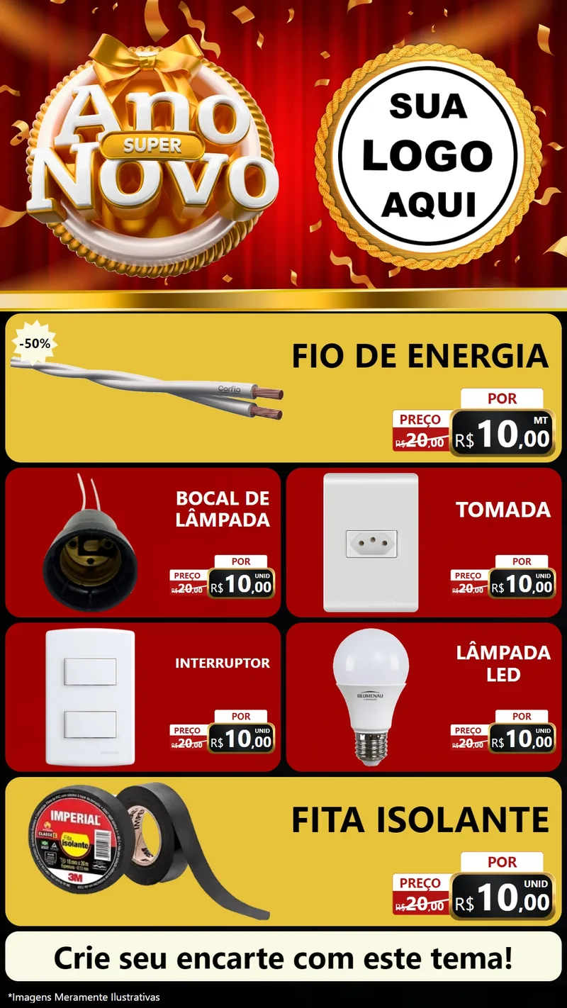 Modelo de TV para TV Vertical com o tema Super Ano Novo para Materiais Elétricos