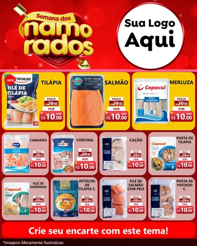 Modelo de Rede Social para Feed Instagram com o tema Semana dos namorados para Peixaria
