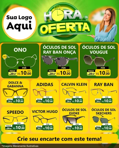 Modelo de Rede Social para Feed Instagram com o tema Hora da Oferta para Óticas