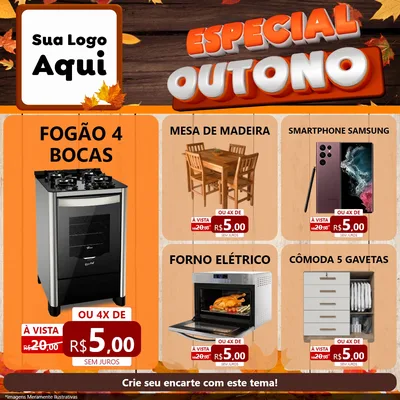 Modelo de Rede Social para Feed Facebook com o tema Especial Outono para Móveis e Eletro