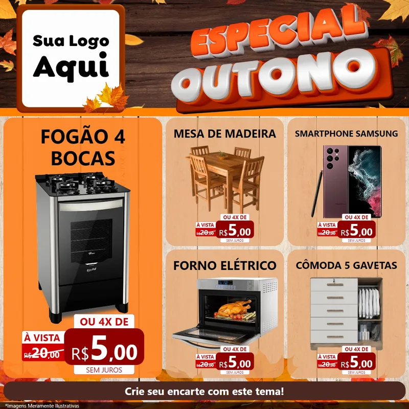 Modelo de Rede Social para Feed Facebook com o tema Especial Outono para Móveis e Eletro