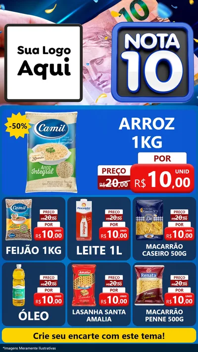 Modelo de Rede Social para Stories com o tema Nota 10 para Supermercado