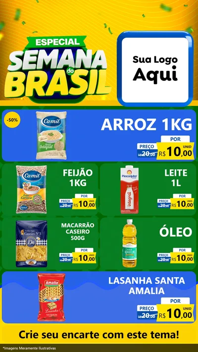 Modelo de TV para TV Vertical com o tema Especial Semana do Brasil para Supermercado