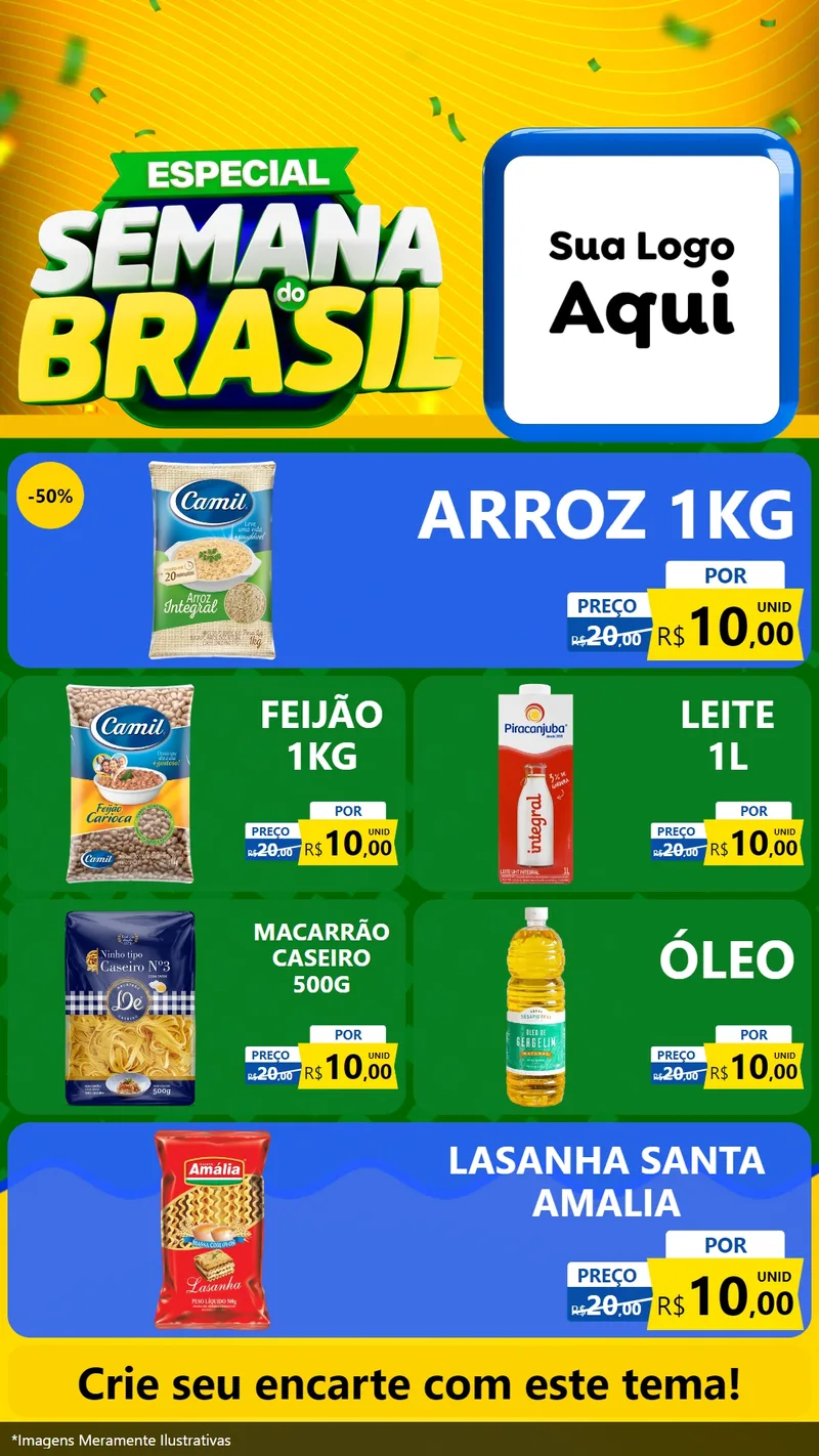 Modelo de TV para TV Vertical com o tema Especial Semana do Brasil para Supermercado
