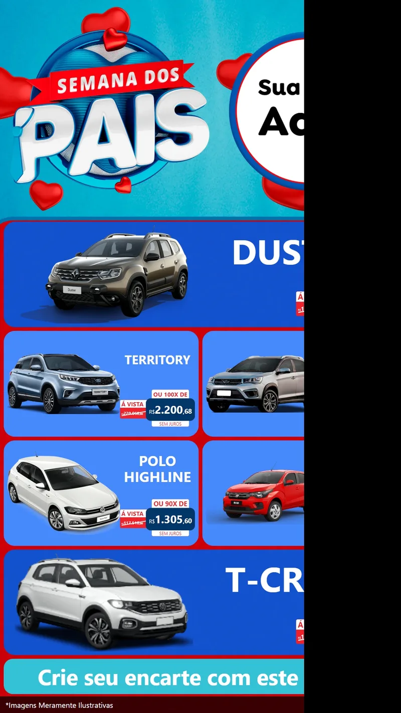 Modelo de TV para TV Vertical com o tema Semana Dos Pais para Concessionaria de Carros