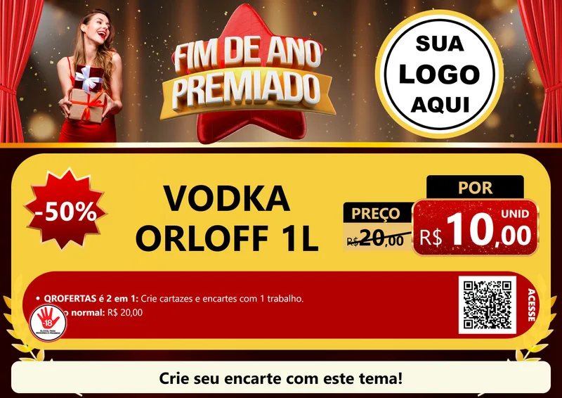 Modelo de Cartaz para Cartaz A4 Horizontal com o tema Fim de Ano Premiado para Distribuidora de bebidas