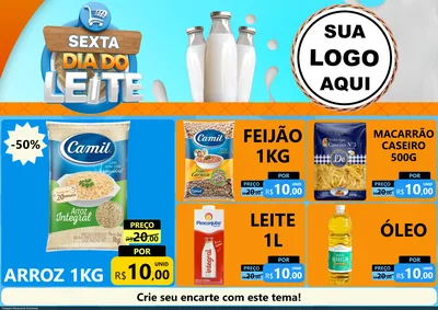 Modelo de Encarte para Encarte A4 Horizontal com o tema Sexta Dia do Leite para Supermercado