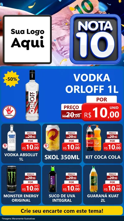 Modelo de Rede Social para Stories com o tema Nota 10 para Distribuidora de bebidas