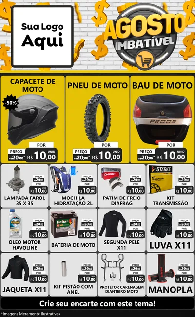 Modelo de Encarte para Encarte Grande com o tema Agosto imbatível para Moto peças