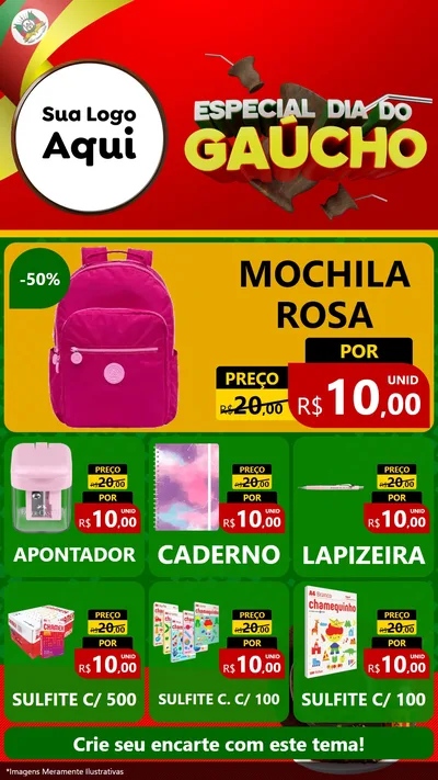 Modelo de Rede Social para Stories com o tema Especial Dia do Gaúcho para Papelaria