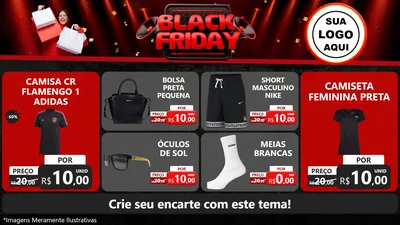 Modelo de TV para TV Horizontal com o tema Black Friday para Roupas e acessórios