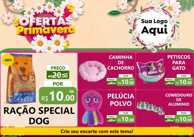 Modelo de Encarte para Encarte A4 Horizontal com o tema Ofertas de Primavera para Pet Shop