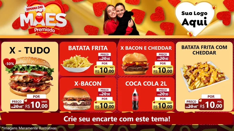 Modelo de TV para TV Horizontal com o tema Semana das Mães Premiada para Hamburgueria