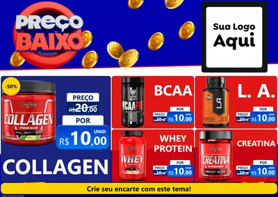 Modelo de Encarte para Encarte A4 Horizontal com o tema Preço Baixo para Suplementos alimentares