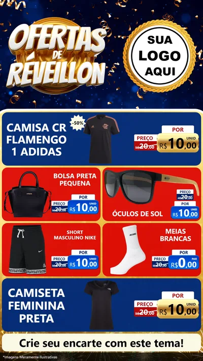 Modelo de TV para TV Vertical com o tema Ofertas de Réveillon para Roupas e acessórios