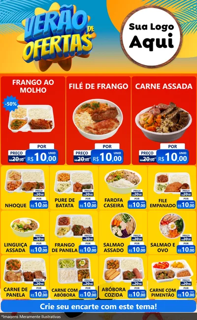 Modelo de Encarte para Encarte Grande com o tema Verão de Ofertas para Restaurante