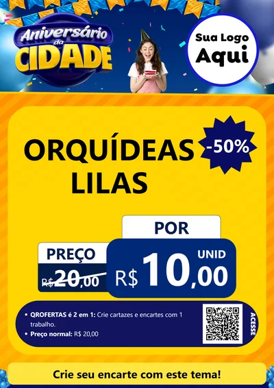 Modelo de Cartaz para Cartaz A4 Vertical com o tema Aniversário da Cidade para Floricultura e jardim