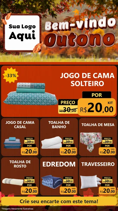 Modelo de Rede Social para Stories com o tema Bem-vindo Outono para Cama, Mesa e Banho