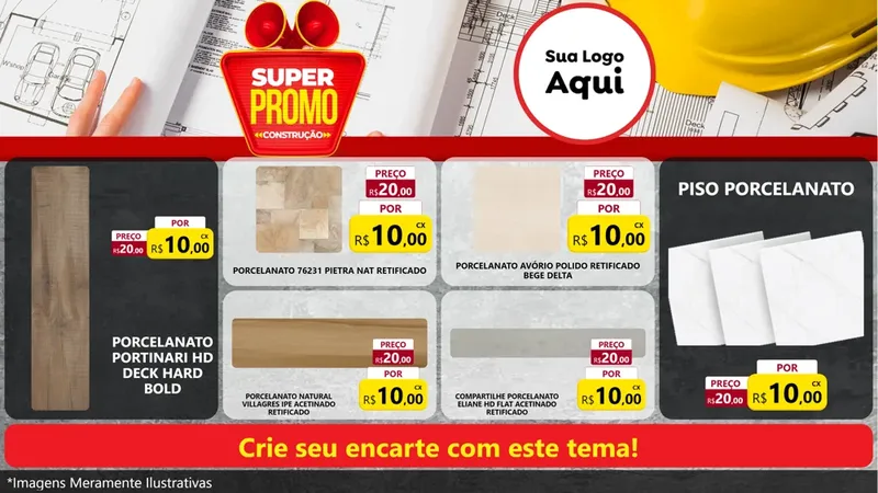 Modelo de TV para TV Horizontal com o tema Super Promoção Construção para Pisos e revestimentos