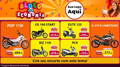 Modelo de TV para TV Horizontal com o tema Bloco da Economia para Concessionaria de Motos