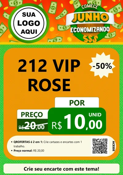 Modelo de Cartaz para Cartaz A4 Vertical com o tema Comece Junho Economizando para Perfumes