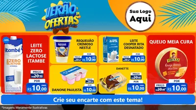 Modelo de TV para TV Horizontal com o tema Verão de Ofertas para Frios e Laticínios