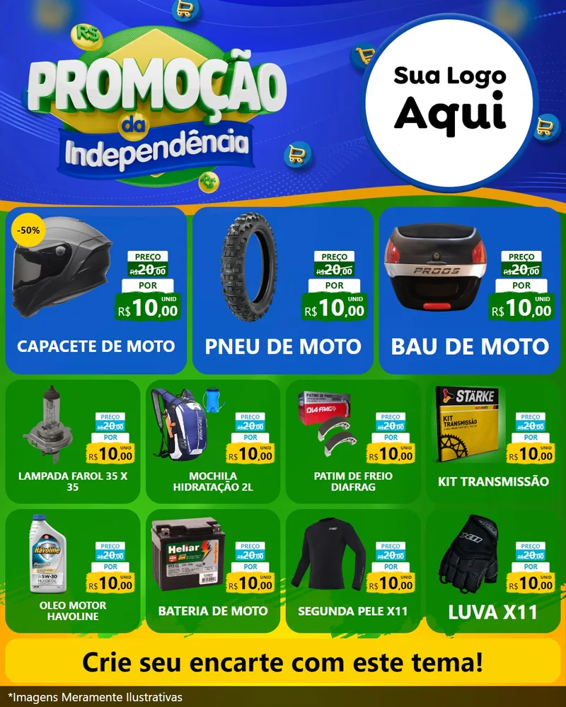 Modelo de Rede Social para Feed Instagram com o tema Promoção da Independência para Moto peças