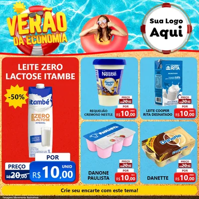 Modelo de Rede Social para Feed Facebook com o tema Verão da Economia para Frios e Laticínios