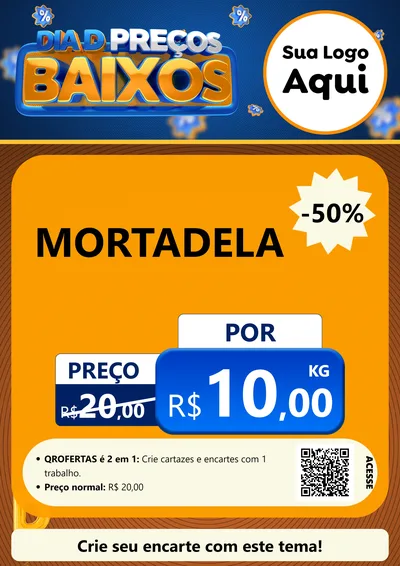 Modelo de Cartaz para Cartaz A4 Vertical com o tema Dia D Preço Baixo para Frios e Laticínios
